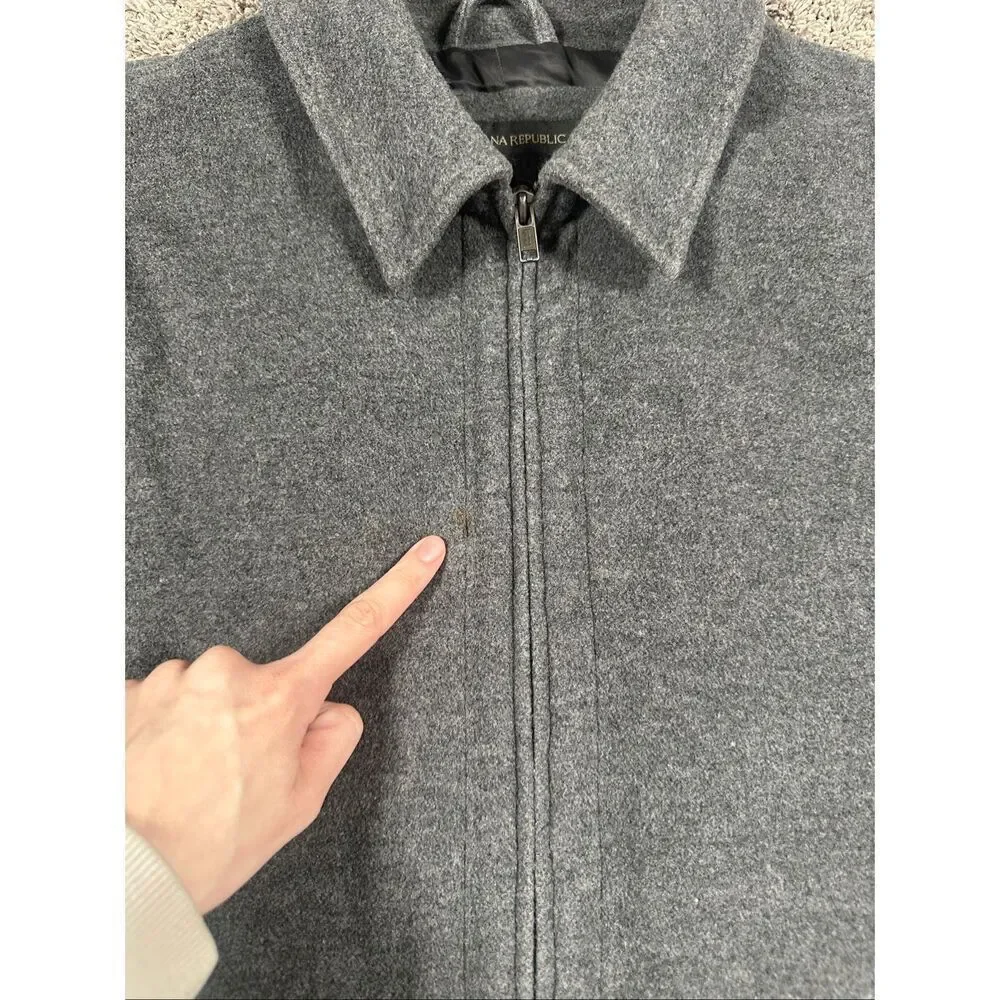 vintage y2k banana republic virgin wool cashmere gray zip up collar jacket men L